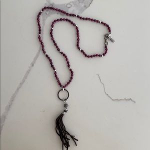 Lucky Brand Purple Necklace with Leather Tassel